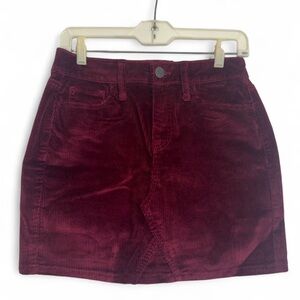 SO Wine Red Corduroy Mini Skirt